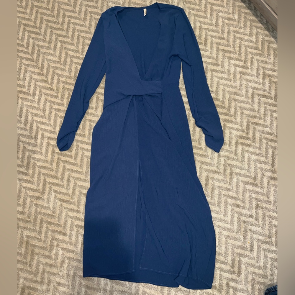 Blue Midi Faux-Wrap Dress, Vici, Size XL, Never worn.